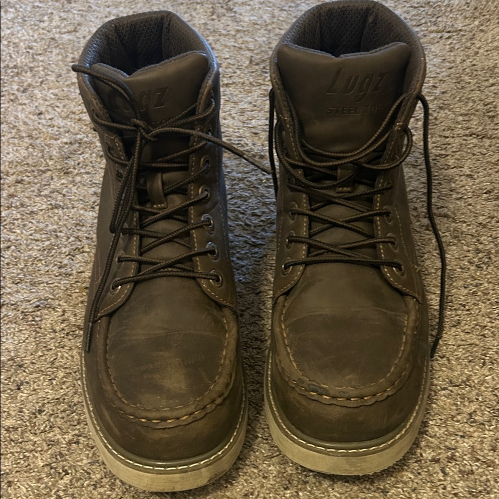 Lugz Men's Dark Brown Steel Toe Lace-Up Work Boots